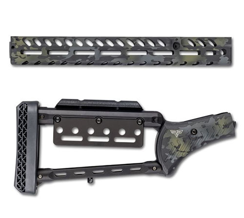 Marlin Lever Barrel Band Stock Set (Black Multicam) gir overlegen fleksibilitet og stil, med lettvektig 6061-T6 aluminium og M-LOK for tilbehør.